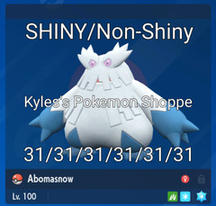 6IV ✨ SHINY ABOMASNOW ✨POKEMON SCARLET & VIOLET EV’D BATTLE READY OR NON-SHINY