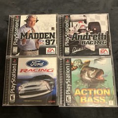 Sony PlayStation PS1 Sports Bundle – Madden, Andretti, Ford Racing, Action Bass