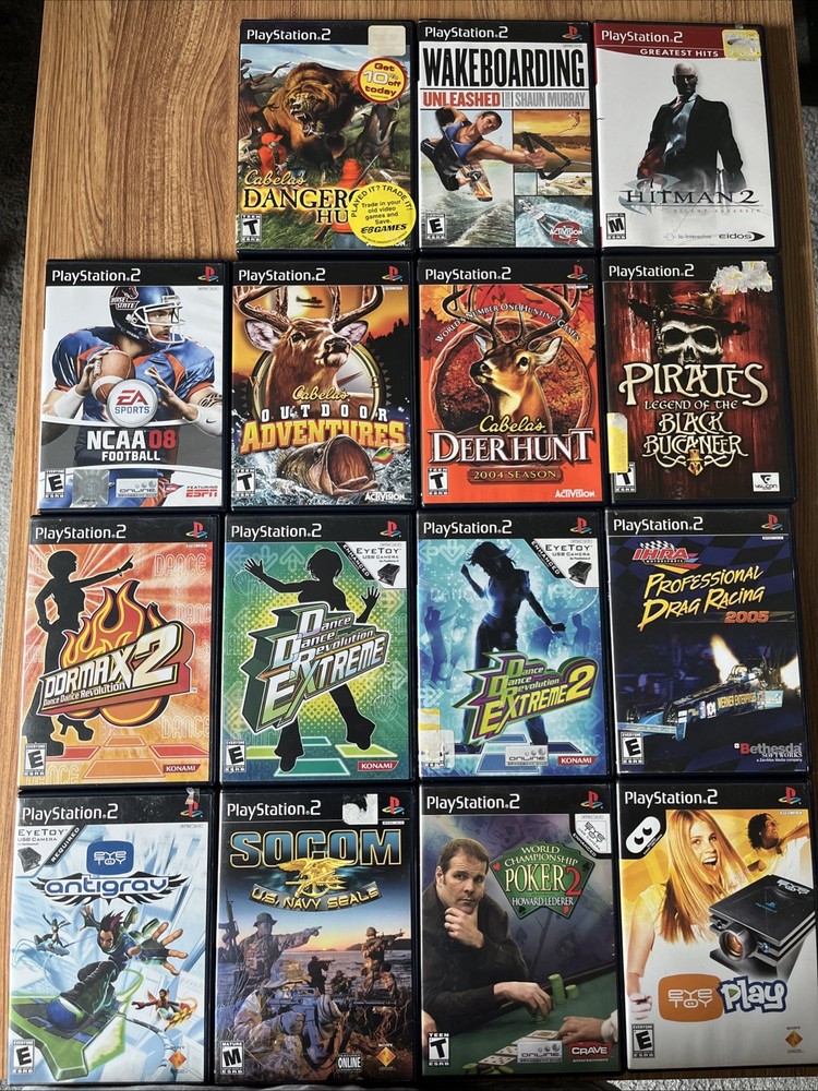 Lot of 15 Used Sony PlayStation 2 (PS2) Games – Mixed Genre Bundle As Is