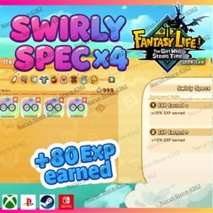 Fantasy Life I: Swirly Specs x4 🌟+80% exp earned✨item The Girl Who Steals Time