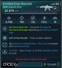 Borderlands 4⭐PEARLESCENT CROW-SOURCED ASSAULT RIFLE⭐CORROSIVE OVERRIDE
