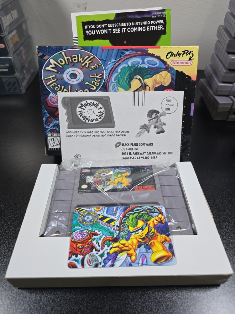 Mohawk and Headphone Jack (Super Nintendo, 1996) With Phone Card & Registration