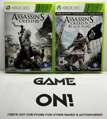 Xbox 360 Game Lot Bundle – Assassin’s Creed 3, 4 Black Flag – Complete Free Ship