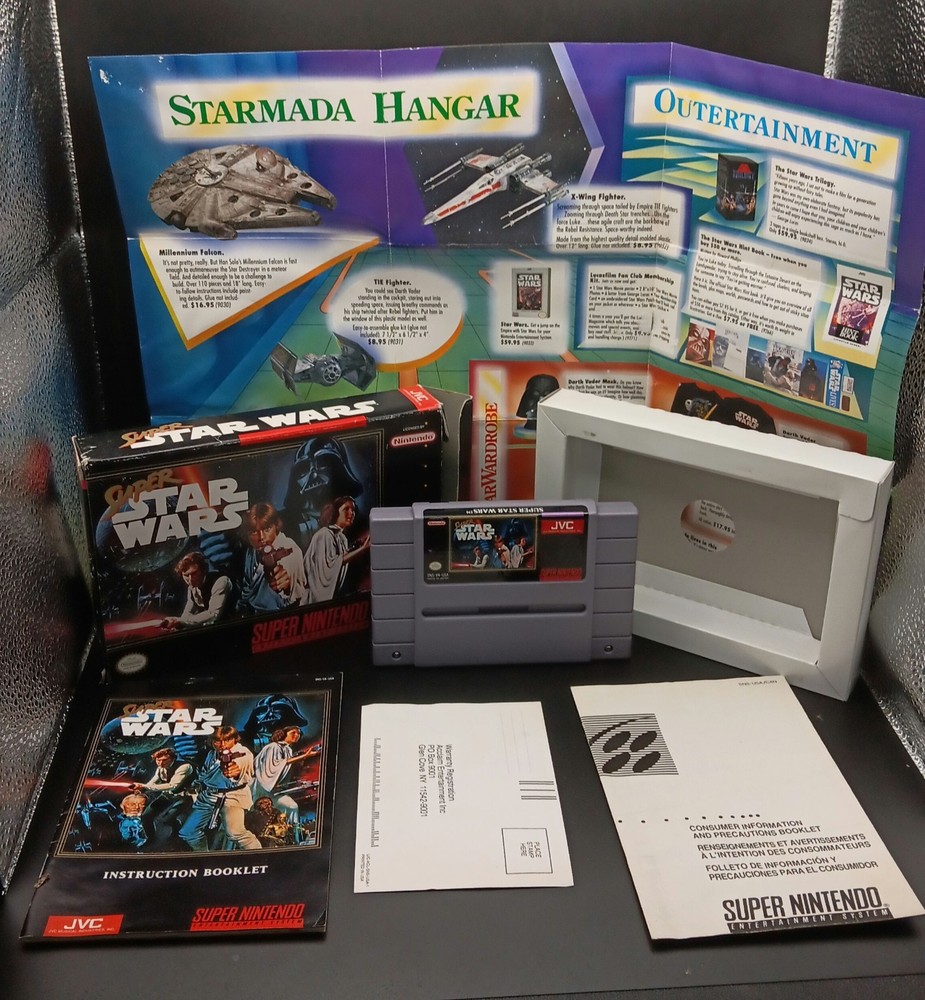 STAR WARS “SUPER”(1991) SNES COMPLETE IN BOX-EXCELLENT! PLAYS!RARE LARGE INSERT!
