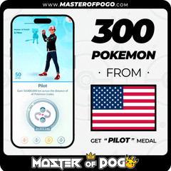 ✅ United States – 300 PKM | PLATINUM Pilot Medal · POKEMON GO