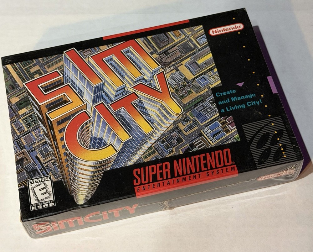 Sim City for Super Nintendo 1991. Factory Sealed NIB. Vintage, Collectible