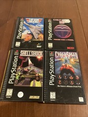 Lot Of 4 Ps1 Longbox Games: Top Gun Defcon 5 Shellshock Cyberspeed