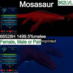 ASA PVE 🦖ARK Survival Ascended Mosa Mosasaurus 66528H 1499.5%melee imprinted
