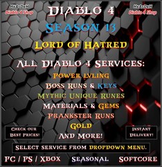 ✨Diablo 4✨Season 13✨All Diablo 4 Boost✨Power LVL & Mats & Runes & Boss Runs✨