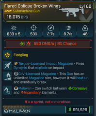 Borderlands 4 • Legendary SMG • Broken Wings • Corr Fire • Lvl 60 • PS PC XBOX