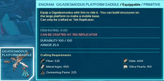ARK ASCENDED PVE GIGADESMODUS SADDLE PLATFORM SADDLE