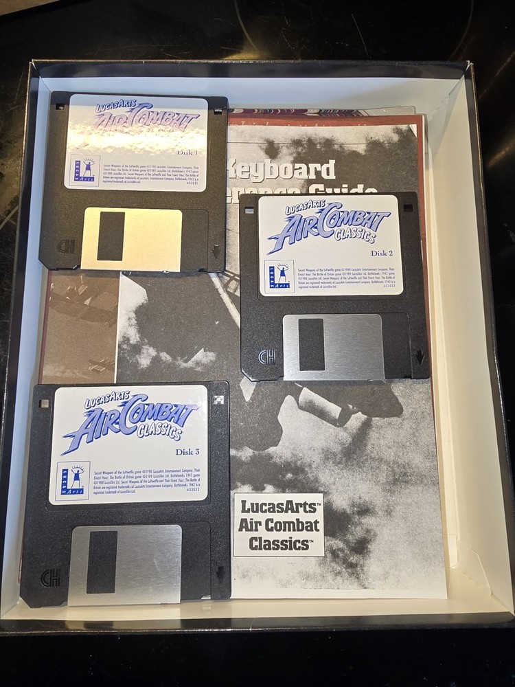 LucasArts Air Combat Classics (PC, 1994) Vtg Big Box + Floppy Disks Flight Sim
