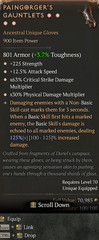 4GA Paingorger’s Gauntlets Special affix high roll 125% Diablo 4 Season 14 S14