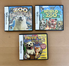 Lot of 3 Nintendo DS Virtual Pet Games World of Zoo Tycoon Puppy Luv Spa Resort