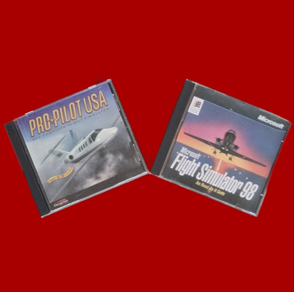 2 Flight Sims Microsoft Flight Simulator 98 & Pro Pilot USA by Dynamix Good Cond