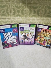 XBOX 360 Kinect Game Lot – Kinect Sports – Kinect Adventures – Just Dance 3