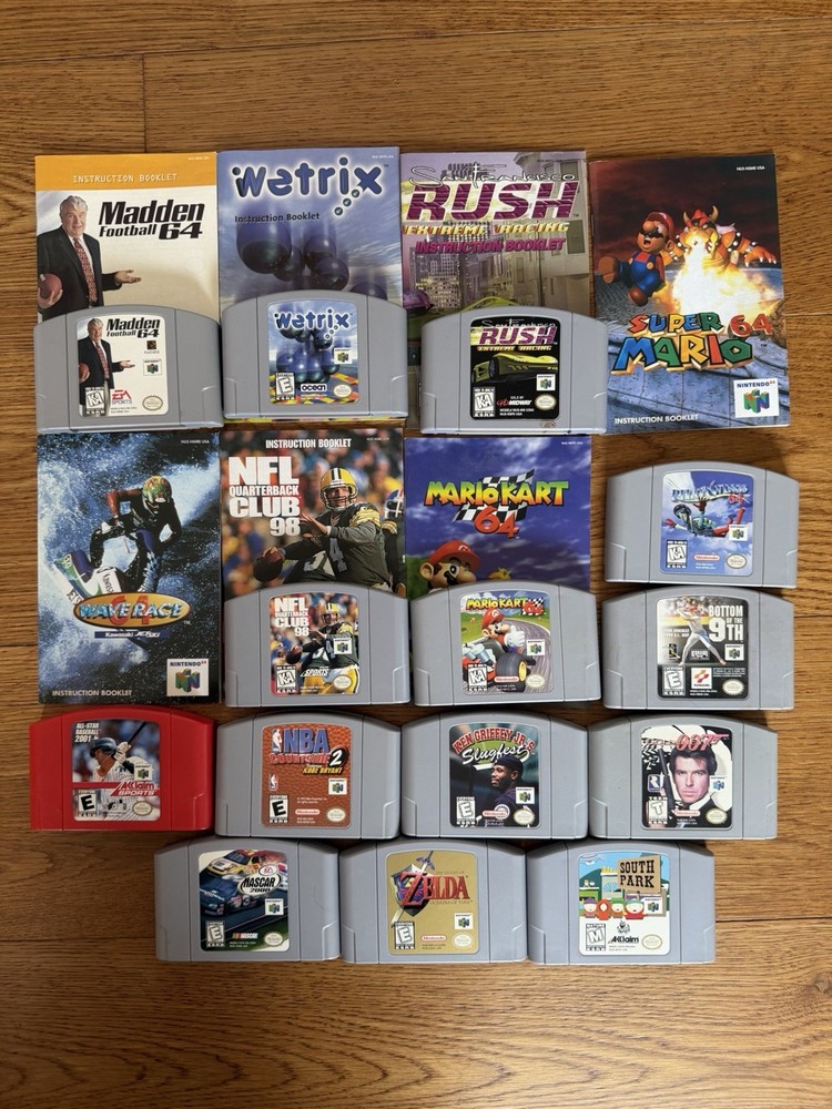 Nintendo 64 Game Lot Of 14. Zelda. Southpark. Mario Kart. Pilotwings. Wetrix