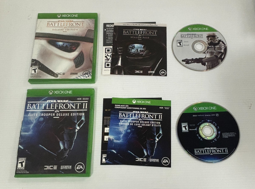 STAR WARS: BATTLEFRONT LOT OF 2 DELUXE EDITIONS VIDEO GAMES XBOX ONE W/ INSERTS