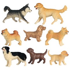 8pcs/kit Simulated Dog Model Decor Toy Miniature Dollhouse Decor Cake Topper