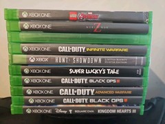 Xbox One Video Game lot 10 Games, Kingdom Hearts, COD, Marvel Lego, Super Lucky.