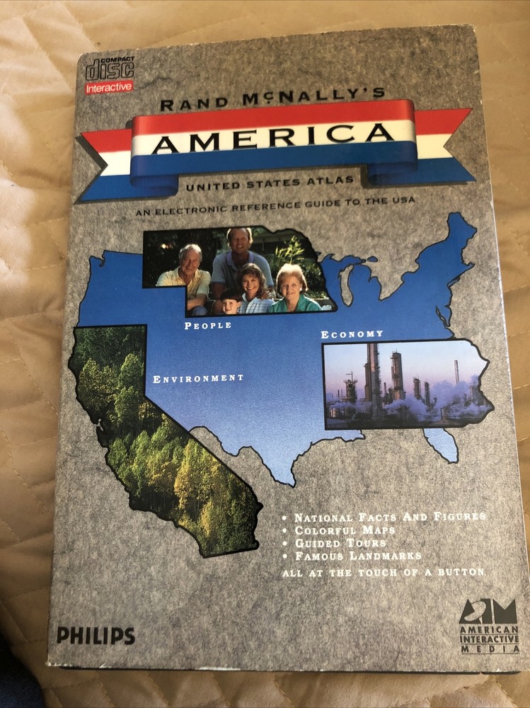 Rand McNally’s America: US Atlas Philips CD-I CDI Long Box Dustcover 1991