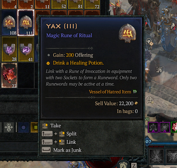YAX Rune – Softcore Seasonal – Vessel of Hatred 🔥DIABLO 4