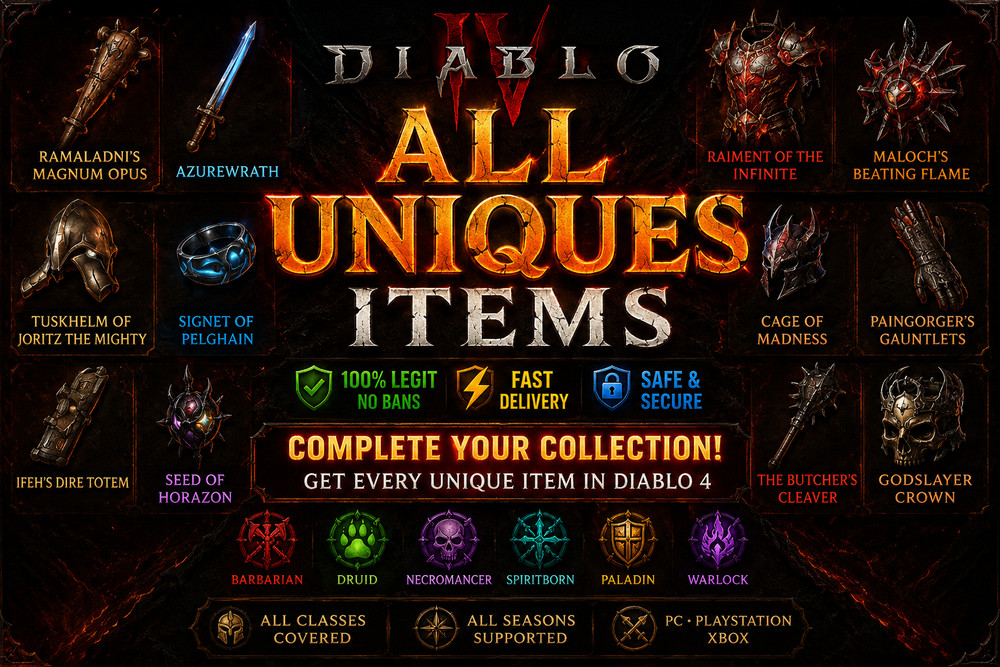 DIABLO 4 SEASON 14 DEATH AWAKENING ALL UNIQUE ITEMS EQUIPMENT BUILD