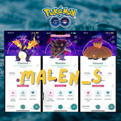 Shiny Charizard Blastoise Venusaur GlGANTAMAX Background Dark Skies – TRADE 20k