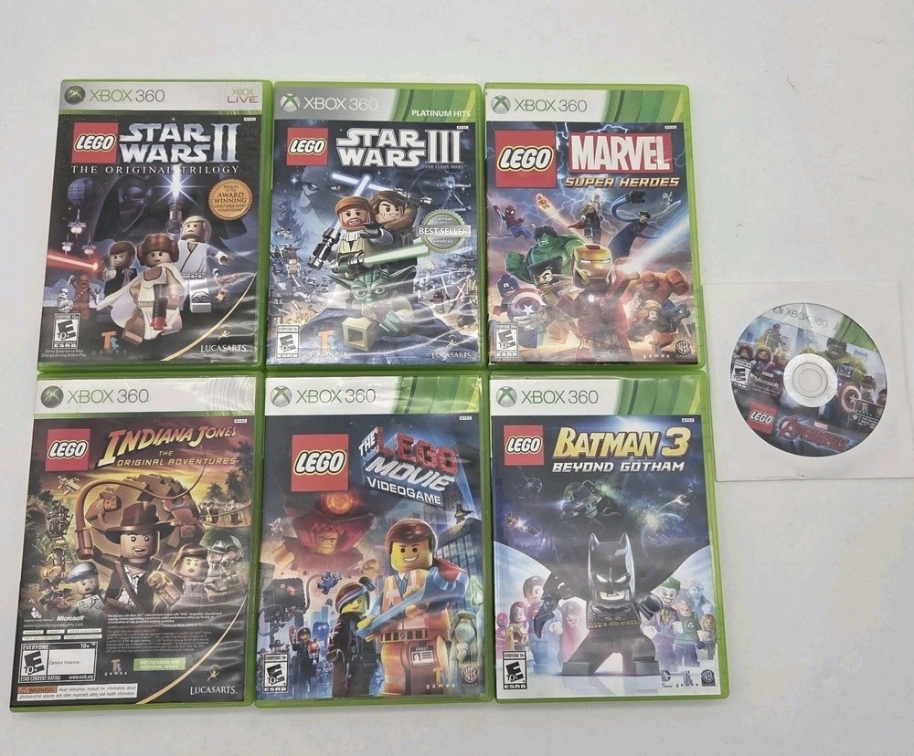 Lego Games Lot Set CIB Bundle XBOX 360 Star Wars II III Trilogy Marvel Batman
