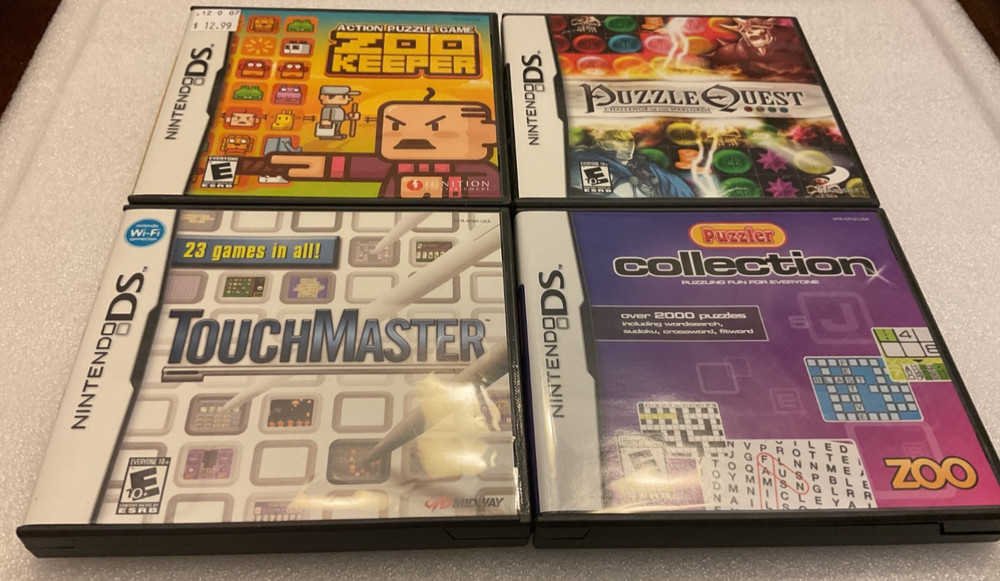 Nintendo DS Lot of 4 Complete Games – Puzzle Quest, Zoo Keeper, Touchmaster +