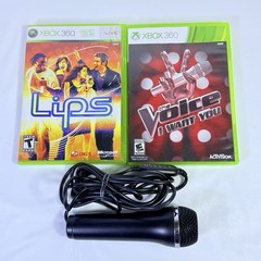 Xbox 360 Karaoke Bundle Lips The Voice I Want You Konami USB Microphone Tested