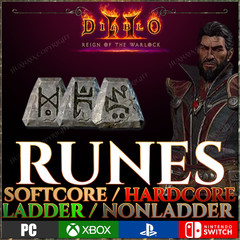 DIABLO 2 RUNES ROTW WARLOCK NEW LADDER XBOX PC PS SWITCH JAH BER D2R