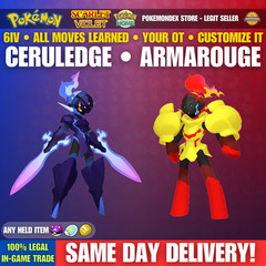 Pokemon SCARLET & VIOLET ✨ SHINY 6IV CERULEDGE & ARMAROUGE ✨ BATTLE READY ✨