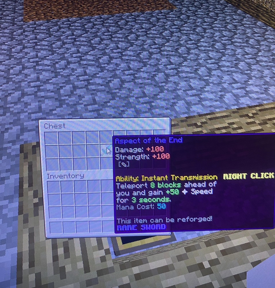 Minecraft Hypixel Skyblock AOTE Aspect Of The End Sword VIRTUAL IN GAME ITEM!!!!