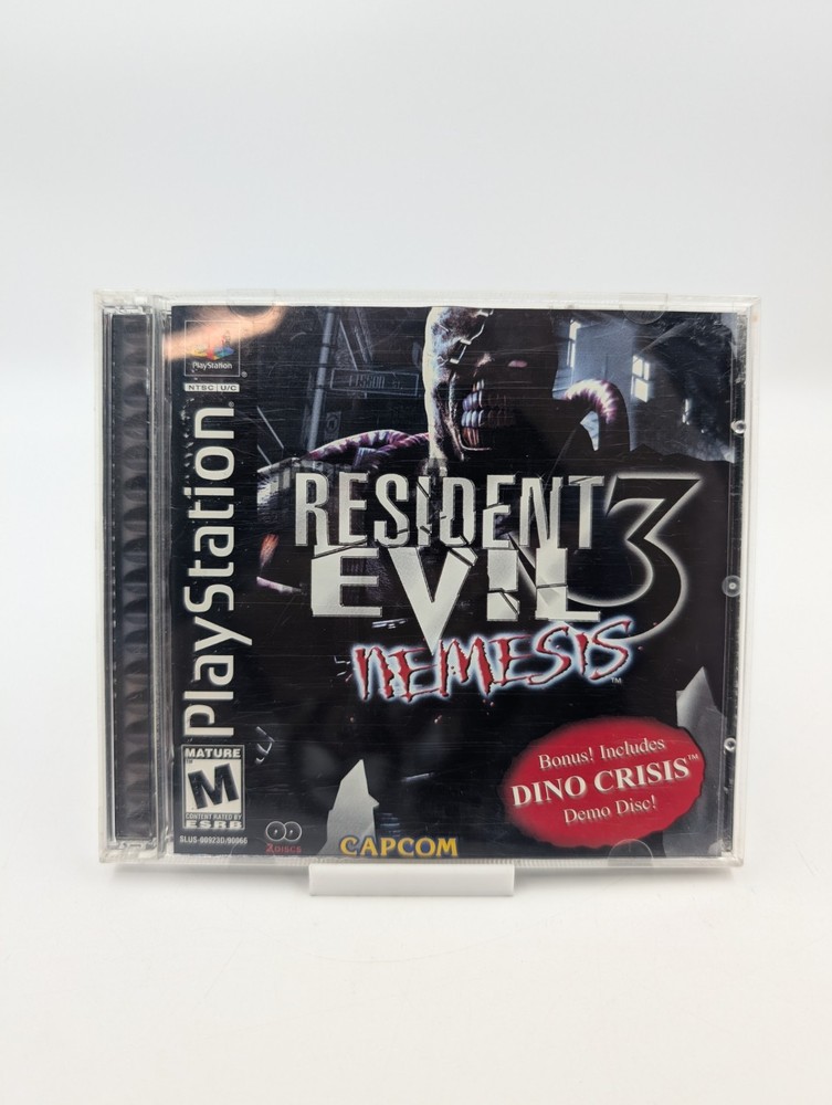 Resident Evil 3 Nemesis PS1 Complete CIB w/ REGISTRATION + Dino Crisis Demo Disc