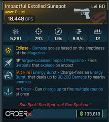 Borderlands 4⭐SUNSPOT PISTOL ⭐TORGUE IMPACT⭐ENERGY BURST